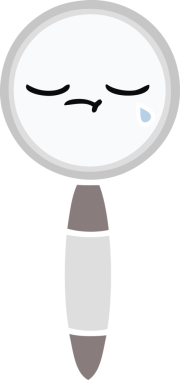 Bir insanın çizdiği büyüteçin düz renkli retro karikatürü