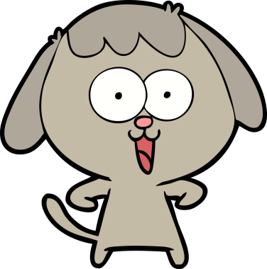 Bir insan tarafından çizilmiş şirin bir çizgi film köpeği.