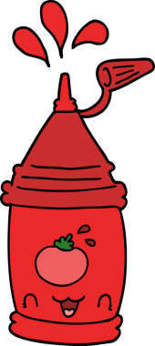 Bir insan tarafından çizilmiş ketçap şişesi.