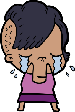 Bir insan tarafından çizilmiş ağlayan bir kız.