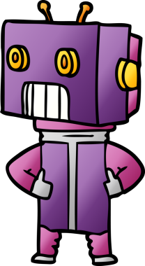 Bir insan tarafından çizilmiş çizgi film robotu