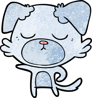 Bir insan tarafından çizilmiş şirin bir çizgi film köpeği.