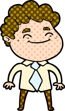 Bir insan tarafından çizilmiş çizgi film dostu bir adam.