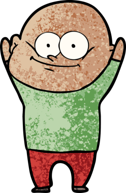 Bir insan tarafından çizilmiş kel bir adam.