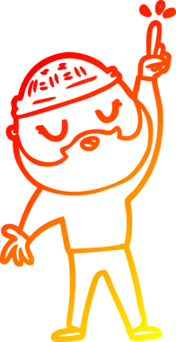 Bir insan tarafından çizilmiş sakallı bir çizgi film karakteri.