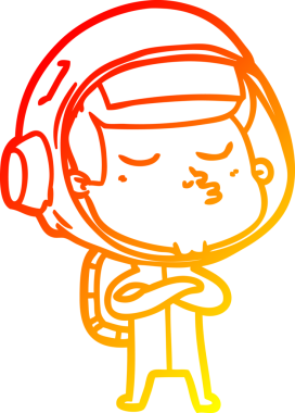 Bir insan tarafından çizilmiş kendinden emin bir astronotun sıcak çizgi çizimi