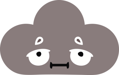 Bir insan tarafından çizilmiş bir fırtına bulutunun düz renkli retro karikatürü