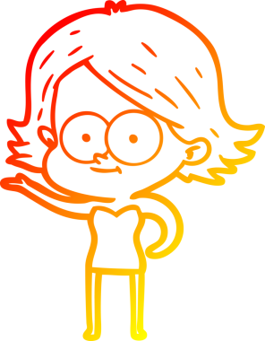 Bir insan tarafından çizilmiş mutlu bir çizgi film kızı çizimi