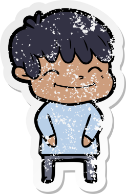 Bir insan tarafından çizilmiş mutlu bir çocuğun sıkıntılı çıkartması.