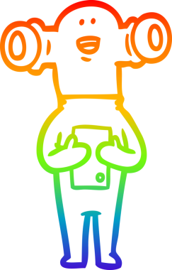 Gökkuşağı gradyan çizgisi, bir insan tarafından çizilmiş dost bir uzaylı çizgi filmi.