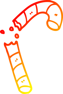 Bir insan tarafından çizilmiş pembe şeker kamışının sıcak çizgi çizimi