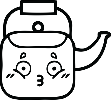 Bir insan tarafından çizilmiş bir çaydanlığın çizgi çizimi