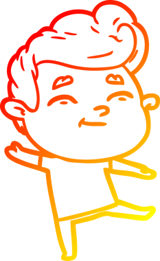 Bir insan tarafından çizilmiş mutlu bir çizgi film karakteri çizimi.