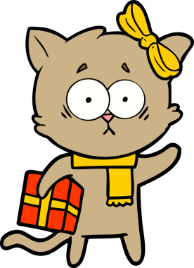 Bir insan tarafından çizilmiş çizgi film kedisi.