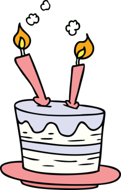 Bir insan tarafından çizilmiş bir doğum günü pastası karalaması.