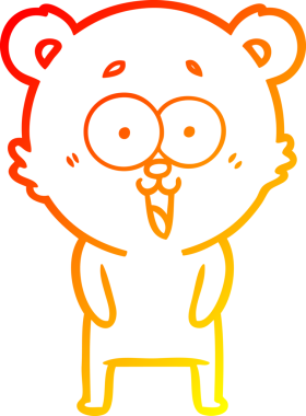 Bir insan tarafından çizilmiş gülen oyuncak ayının sıcak çizgi çizimi.