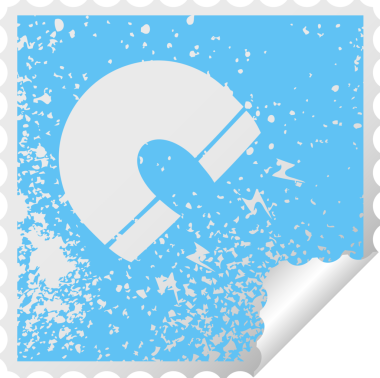 Bir insan tarafından çizilmiş mıknatısın kare soyma etiketi.