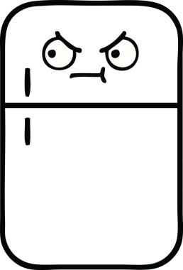 Bir insan tarafından çizilmiş buz dolabı karikatürü.