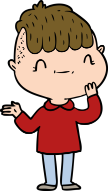 Bir insan tarafından çizilmiş çizgi film dostu çocuk.