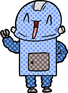 Bir insan tarafından çizilmiş çizgi film robotu