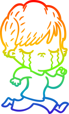 Gökkuşağı gradyan çizimi bir insan tarafından çizilmiş ağlayan bir çizgi kadın çizimi