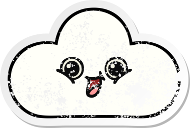 Bir insan tarafından çizilmiş şirin bir karikatür bulutunun sıkıntılı çıkartması.