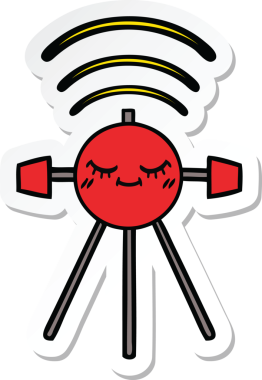 Bir insan tarafından çizilmiş şirin bir çizgi film uydusunun çıkartması.