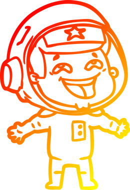 Bir insan tarafından çizilmiş gülen astronotun sıcak çizgi çizimi