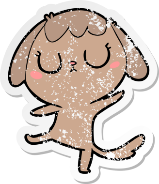 Bir insan tarafından çizilmiş şirin bir köpeğin sıkıntılı çıkartması.