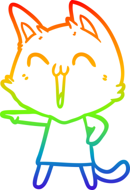 gökkuşağı gradyan çizimi mutlu çizgi film kedisi bir insan tarafından çizildi