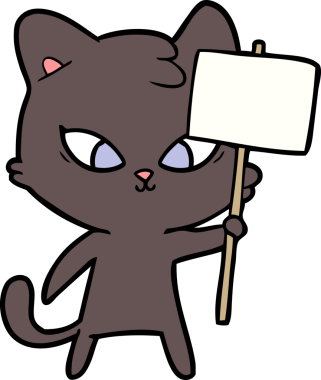 Bir insan tarafından çizilmiş sevimli çizgi film kedisi.