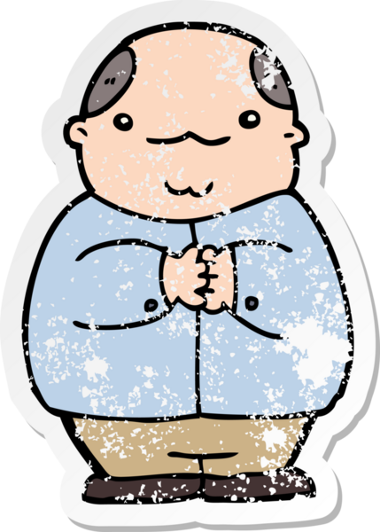 Bir insan tarafından çizilmiş kel bir adamın sıkıntılı çıkartması.