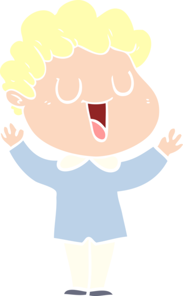 Bir insan tarafından çizilmiş düz renkli karikatür adam.