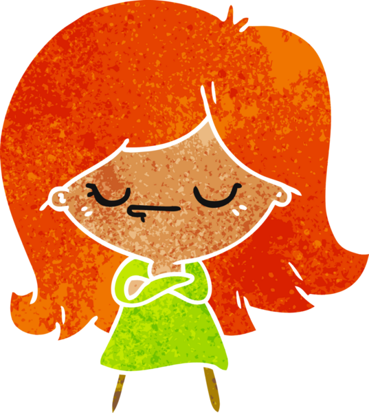 Bir insan tarafından çizilmiş sevimli bir kawai kızının serbest çizimi.