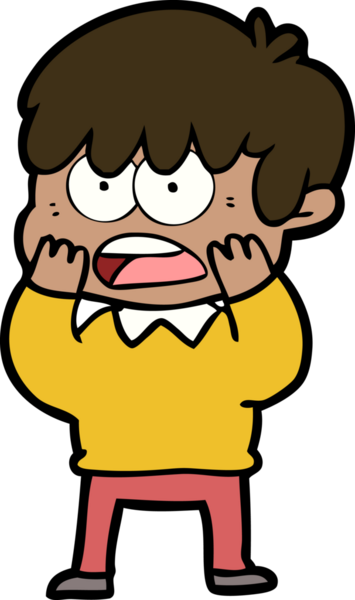 Bir insan tarafından çizilmiş endişeli çizgi film çocuğu.