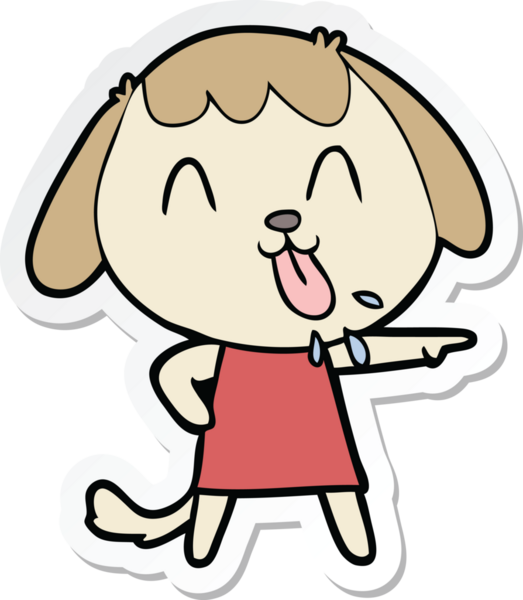 Bir insan tarafından çizilmiş şirin bir köpeğin çıkartması.