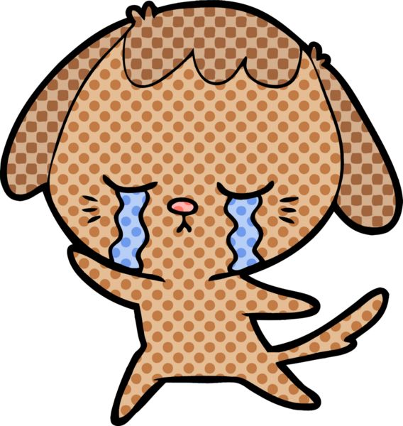 Bir insan tarafından çizilmiş ağlayan bir köpek.