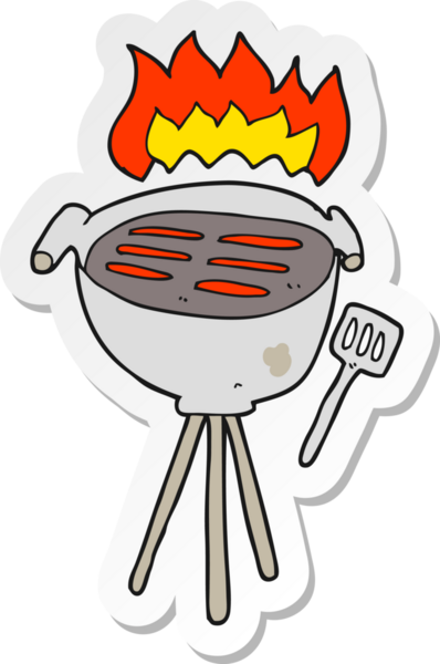 Bir insan tarafından çizilmiş karikatür barbeküsü çıkartması.