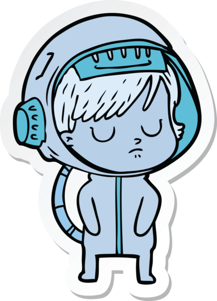 Bir insan tarafından çizilmiş astronot bir kadının çıkartması.