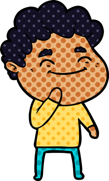 Bir insan tarafından çizilmiş çizgi film dostu bir adam.