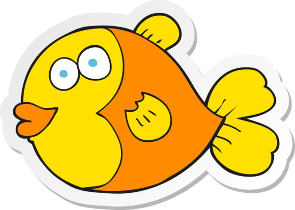 Bir insan tarafından çizilmiş karikatür balığının çıkartması.