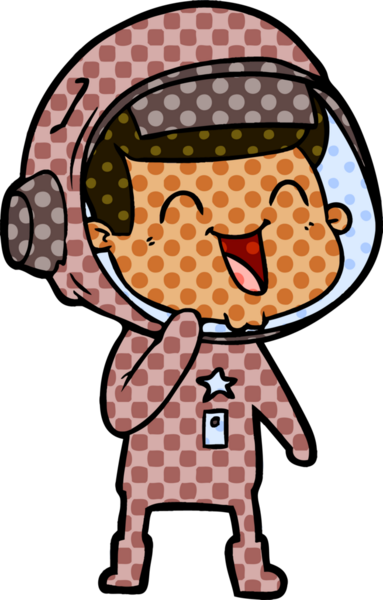 Bir insan tarafından çizilmiş mutlu astronot çizgi filmi.