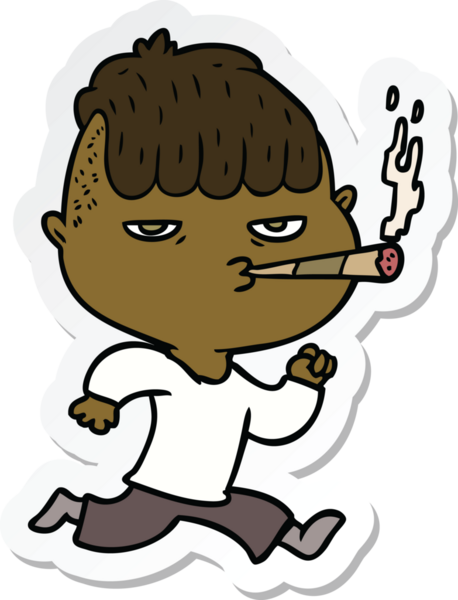 Bir insan tarafından çizilmiş sigara içen bir karikatürcünün çıkartması.