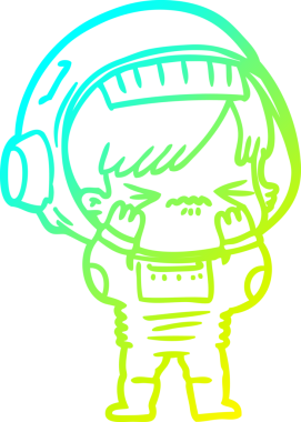 Bir insan tarafından çizilmiş soğuk gradyan çizgili astronot kadın çizimi.