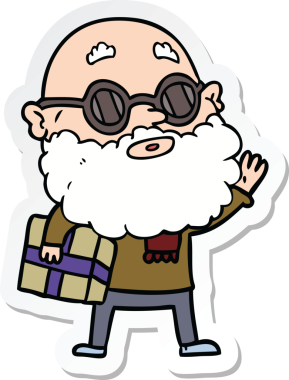 Sakallı, güneş gözlüklü ve bir insan tarafından çizilmiş tuhaf bir adamın çıkartması.