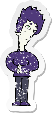 Bir insan tarafından çizilmiş garip bir vampirin gerilmiş çıkartması.