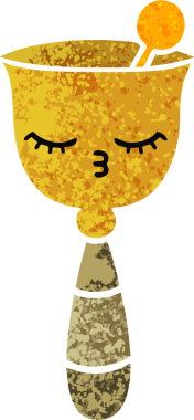 Bir insan tarafından çizilmiş okul çanının retro çizim stili karikatürü