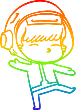 gökkuşağı gradyan çizimi bir insan tarafından çizilmiş meraklı astronot çizgi