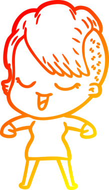 Bir insan tarafından çizilmiş mutlu bir çizgi film kızı çizimi