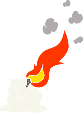 Bir insan tarafından çizilen yanan mumun düz renk çizimi